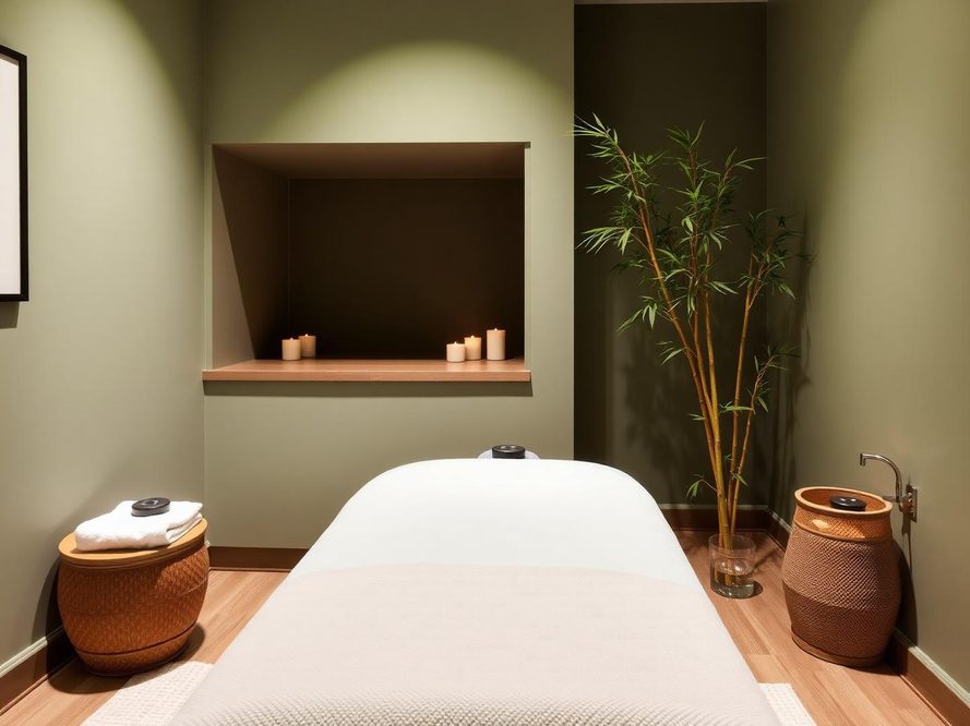 Treatment room set up for a lymphatic drainage massage in Sherman Oaks, CA